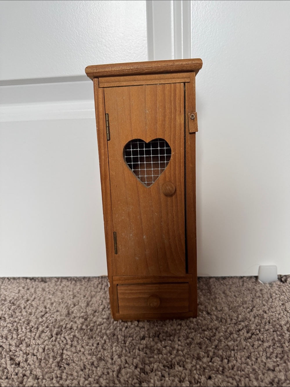 Mini Wooden Heart Accent Storage Cabinet with wall mount